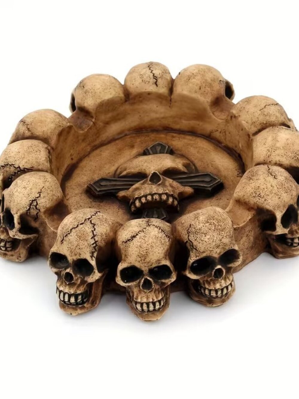 Vintage Style Round And Cross-Shaped Halloween and Gothic Ashtray